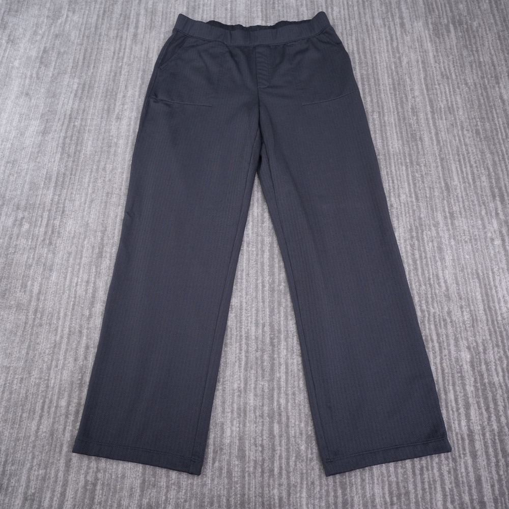 Mondetta Womens Large Blue Herringbone Pull On Straight Leg Pants Fleece Lined